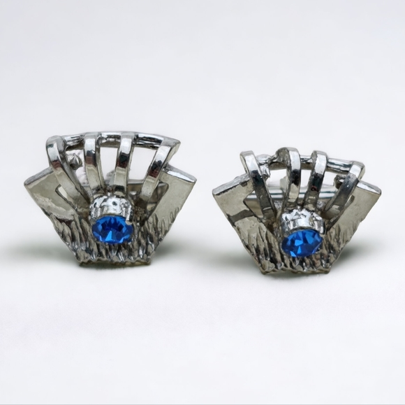 Vintage Other - Vintage blue sapphire Czech glass cuff links